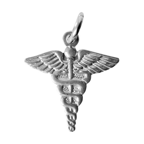 Caduceus silver Necklace Charm