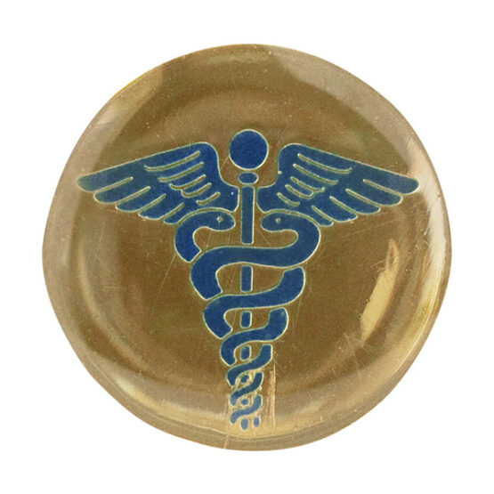 gold caduceus lapel pin