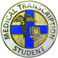 medical transcription student lapel pin | The Merit Group