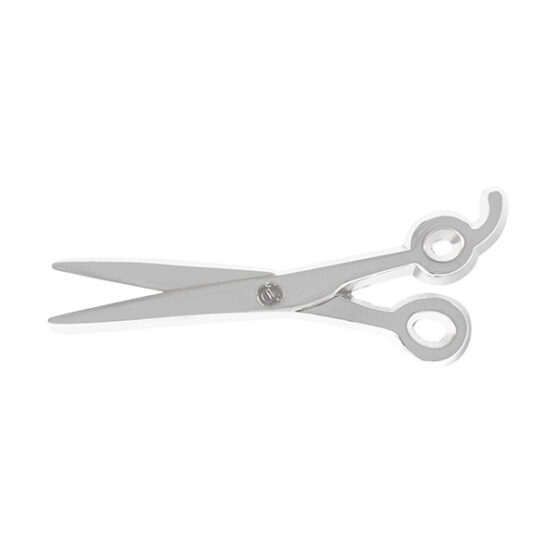 silver shears lapel pin