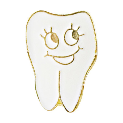 happy tooth lapel pin