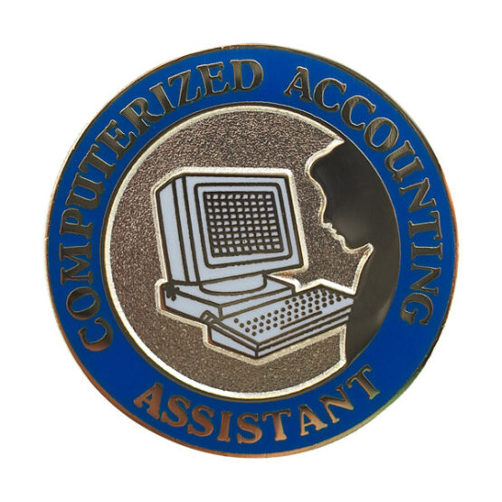 computerized accounting assistant lapel pin