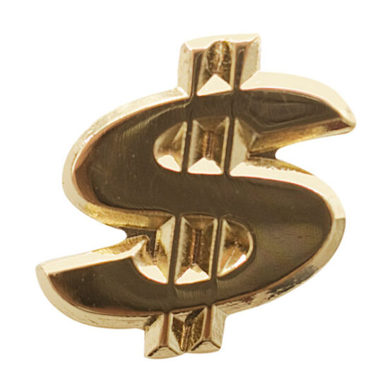 gold dollar sign lapel pin